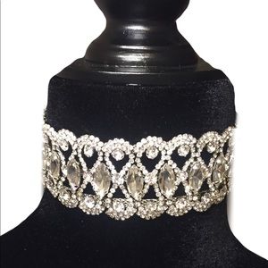 Silver crystal choker